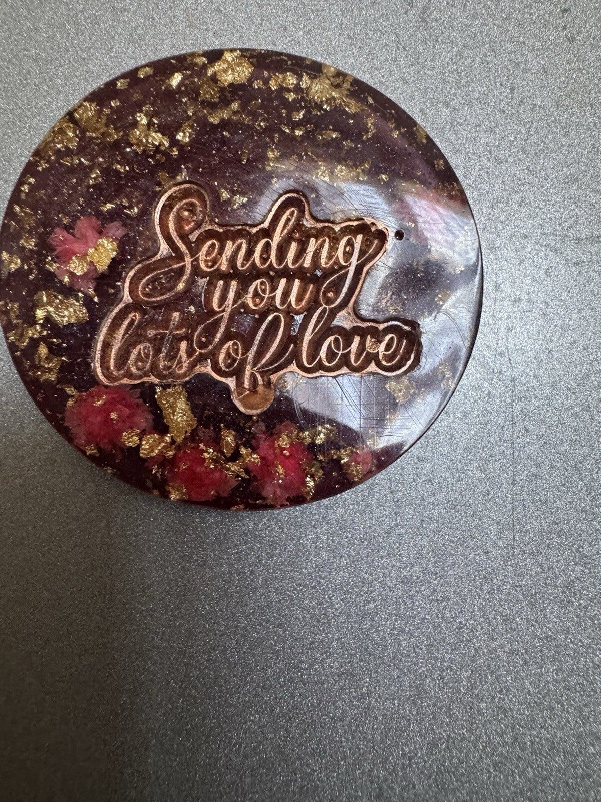 Magnet Fridge Sending You Lots Of Love Handmade Resin Flowers Dry
