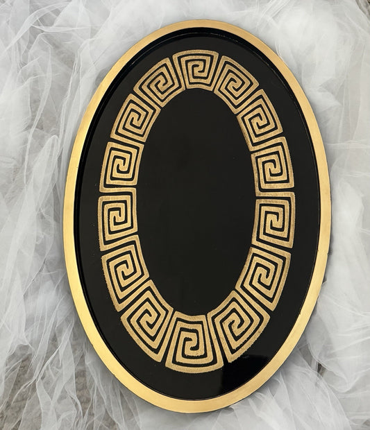 Oval Tray Greek Style Black and Gold Table Decoration for Home