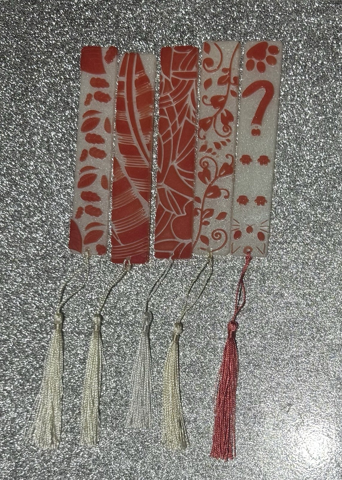 5 Pieces Resin Handmade Bookmarks With Tassel Gift for Girls Student Child