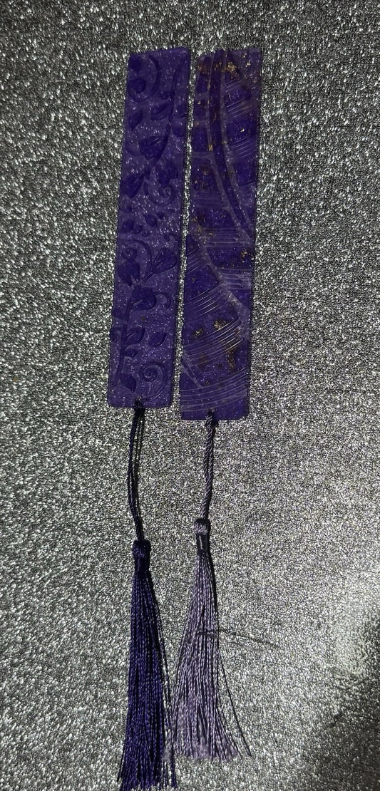 2 Pieces Resin Handmade Purple Bookmark with Tassel for Kids Student Gift