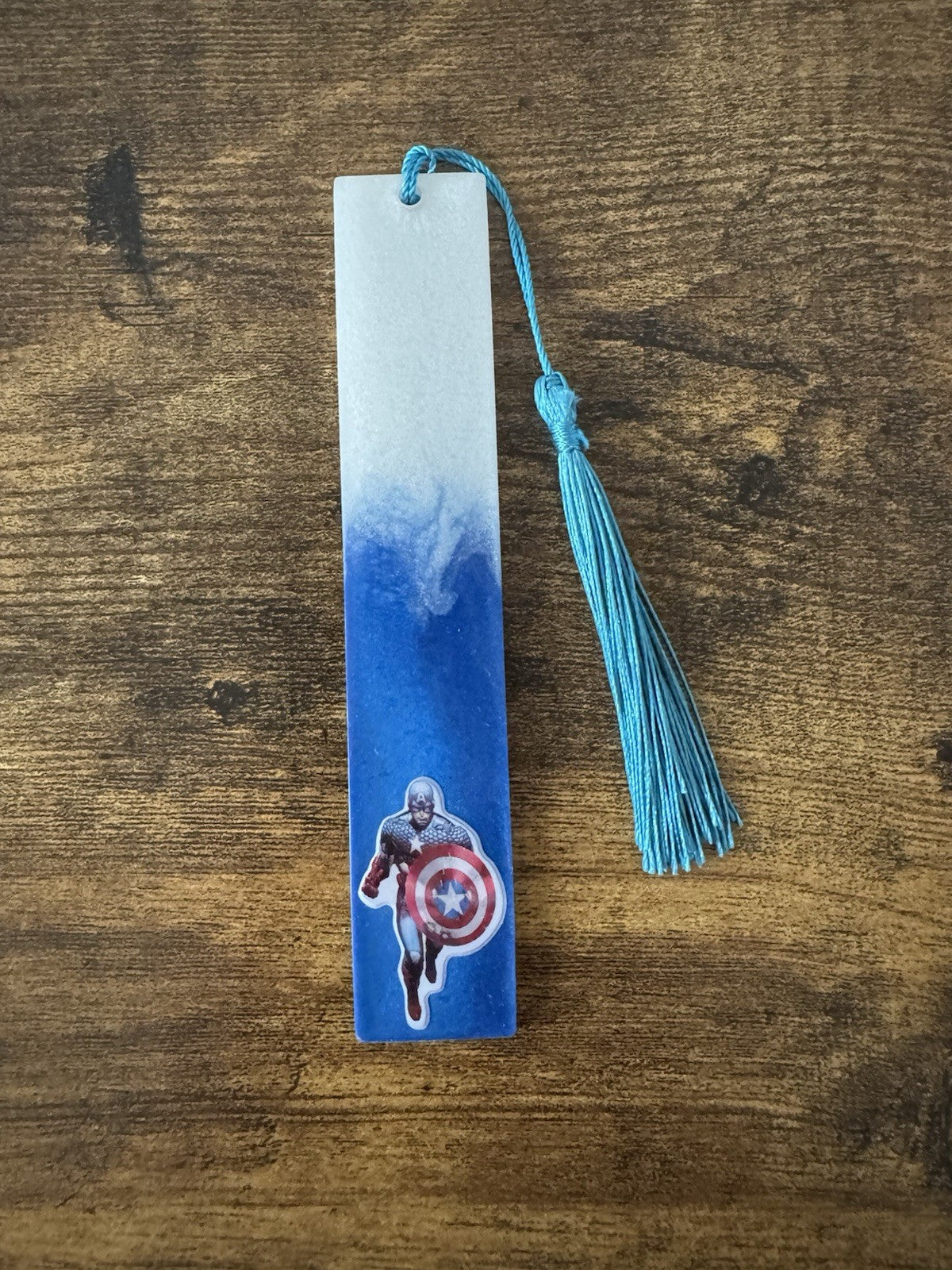 Handmade Resin Bookmark Featuring Captain America For Kids