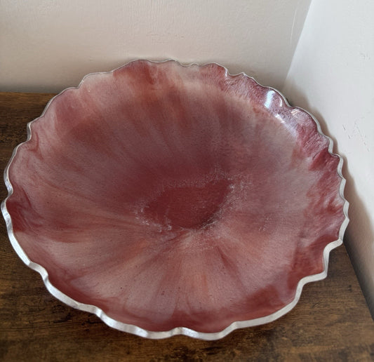 Handmade Resin Red and White Tray for Home Decor and Gifts New Year Gift
