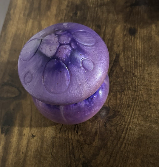 Resin Faceted Jewellery Storage Jar Hand Crafted Purple Sparkle Trinket Box