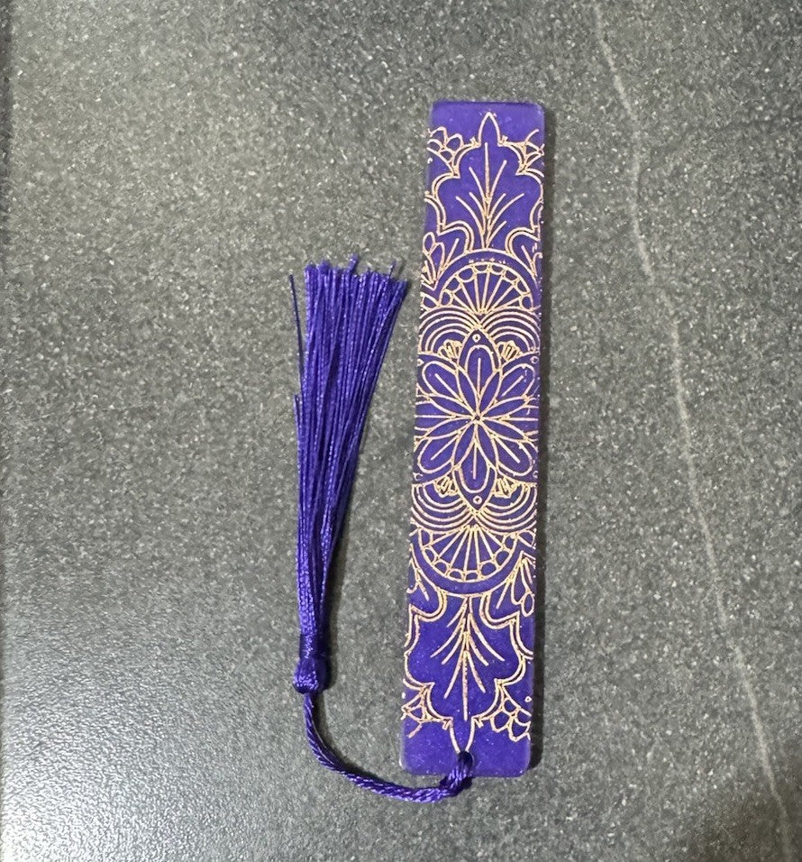 Bookmarks Purple Background And Gold Embossed Stripe