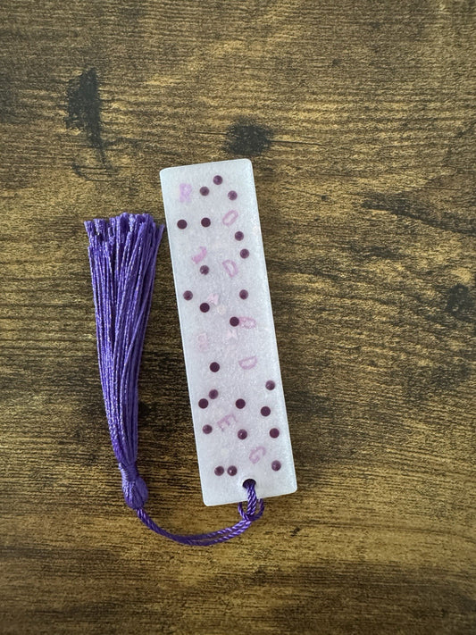 Small Resin Bookmark with Random Purple Letters