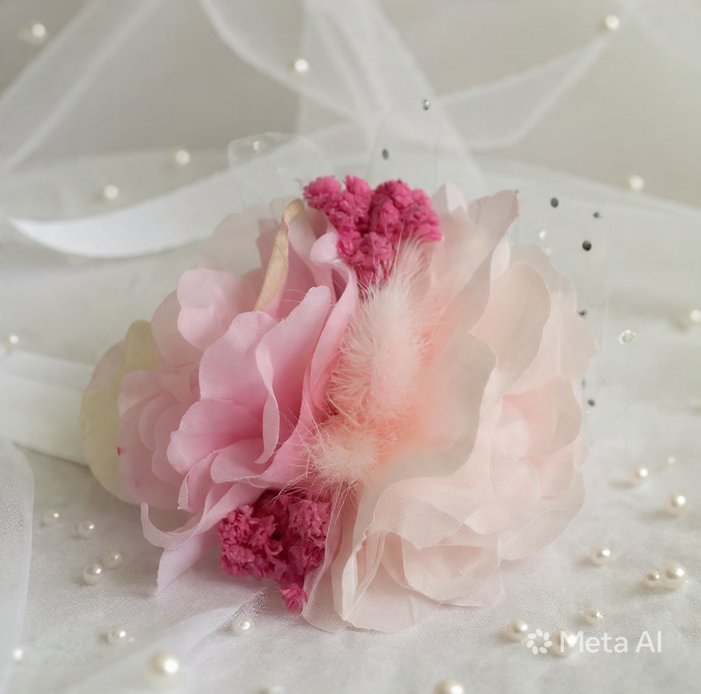 Wrist Corsage For Bridesmaids Artificial Rose And Dried Flowers