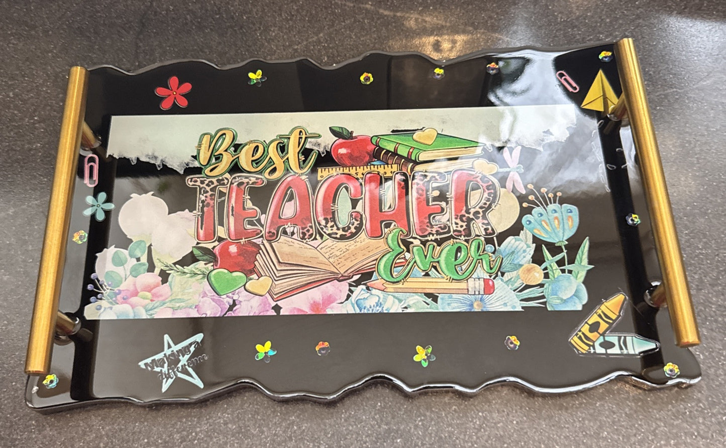 Best Teacher Ever Appreciation Thank You Gift Tray 30cm length /18cm width