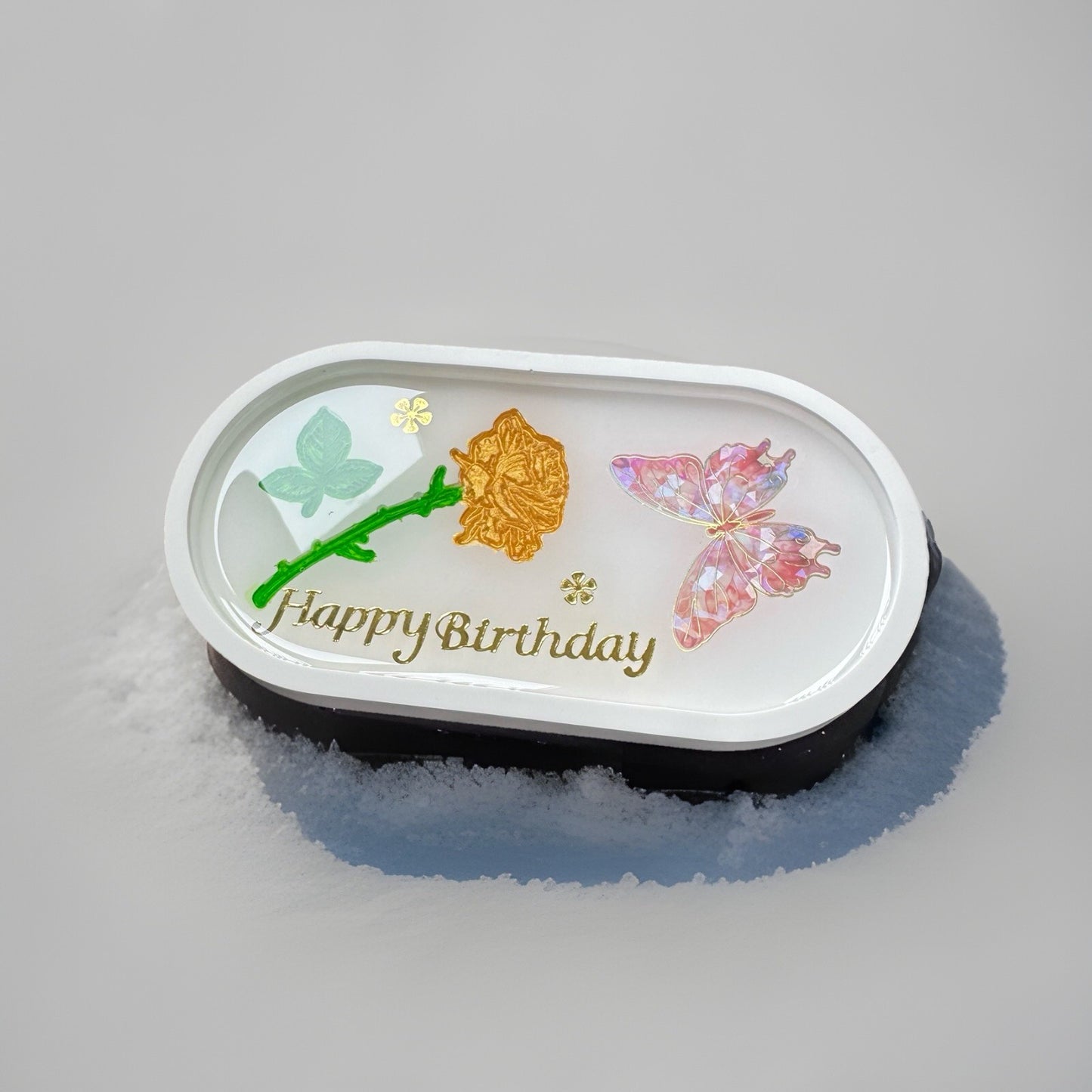 Handmade Trinket Tray Happy Birthday Design | Eco Resin Jewellery Holder Gift Uk