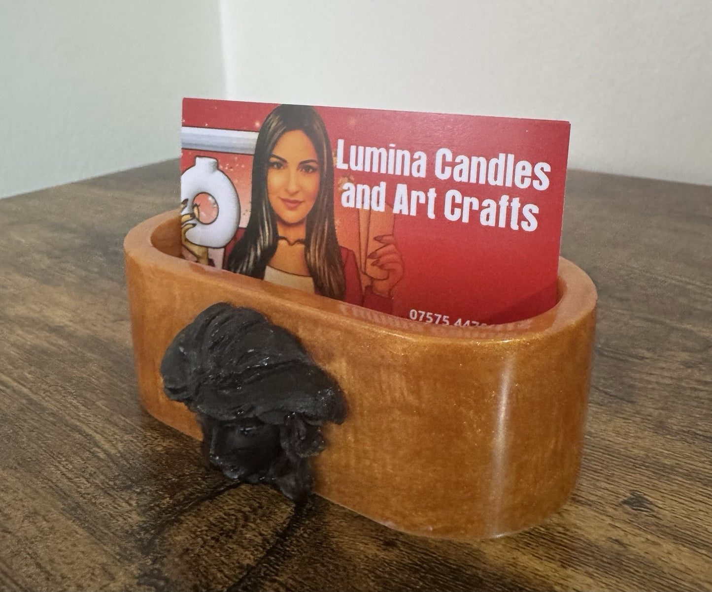 Luxury Gold Black Resin Medusa Business Card Stand – Office Display