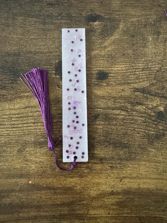 Resin Bookmark with Random Purple  Letters