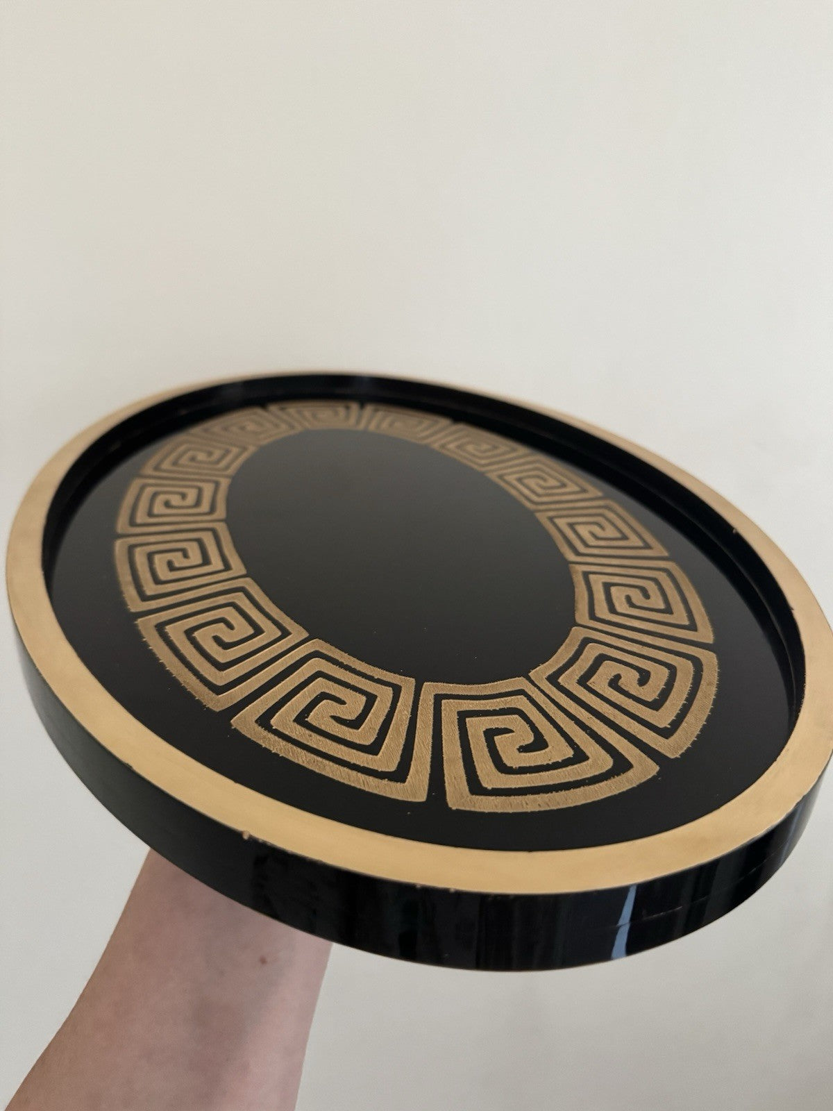 Oval Tray Greek Style Black and Gold Table Decoration for Home