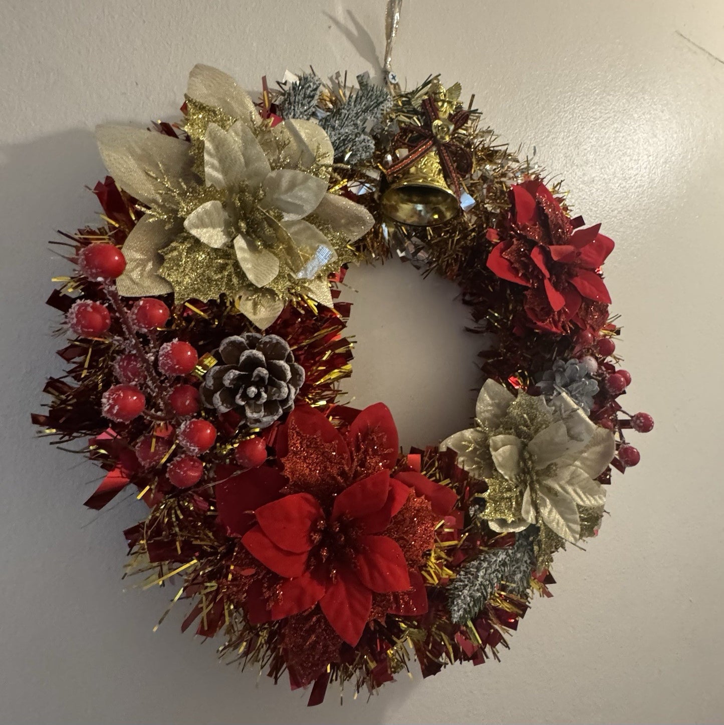 Christmas Wreath Red and Gold with Lights for Front Door Uk Christmas Wreath