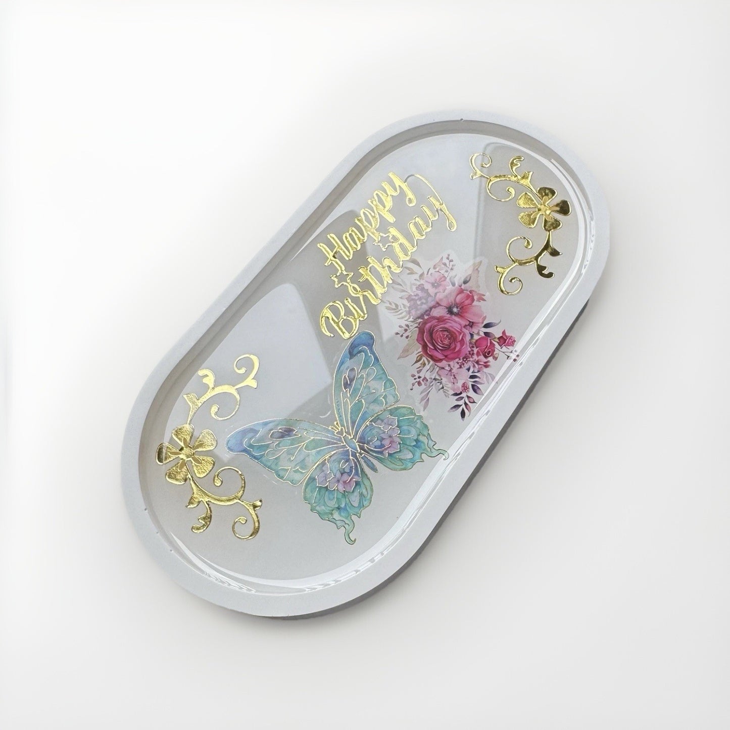 Personalised Gift For Friend Butterfly Happy Birthday Valet Tray