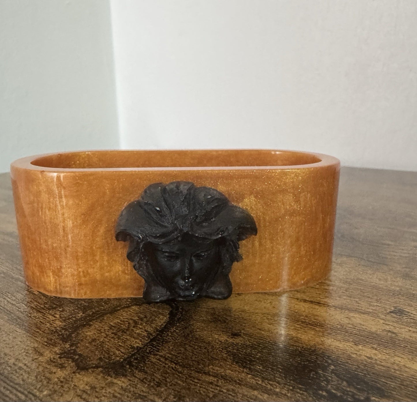 Luxury Gold Black Resin Medusa Business Card Stand – Office Display