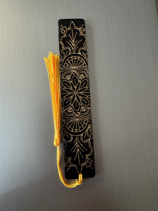 Bookmarks Black Background  And Gold Embossed Stripe