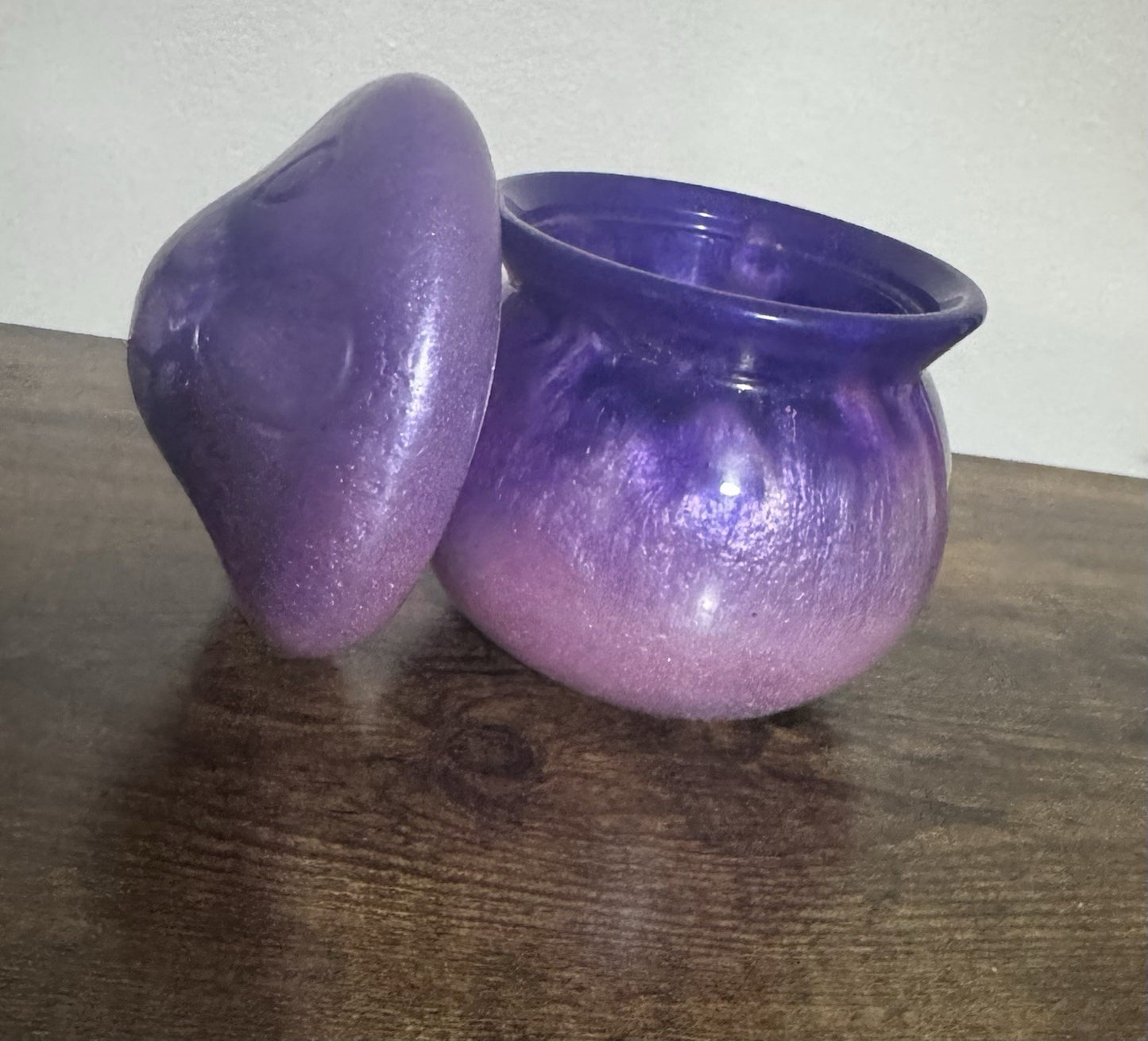 Resin Faceted Jewellery Storage Jar Hand Crafted Purple Sparkle Trinket Box