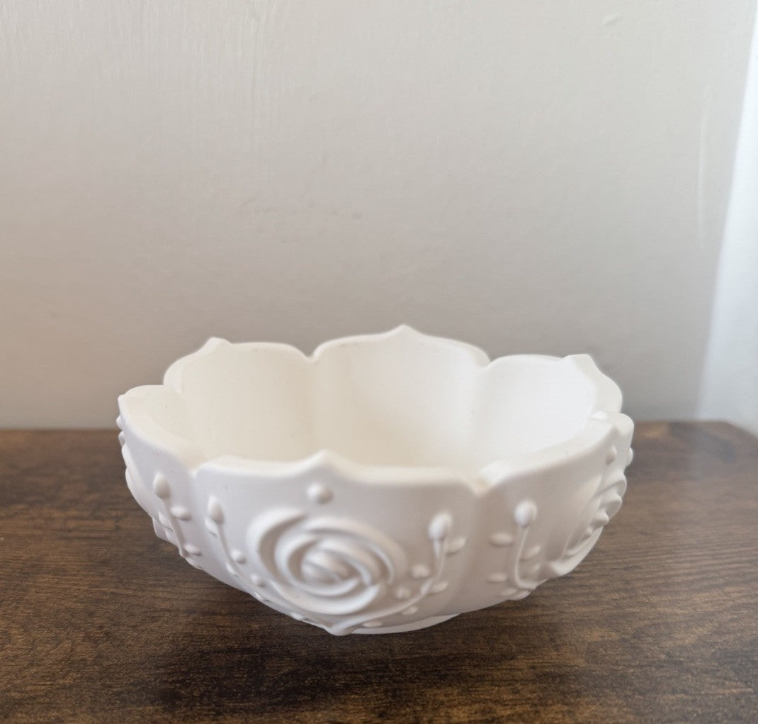 White Small Rose Bowl for Candy Jewellery Storage Trinket Dish Decorative Gift