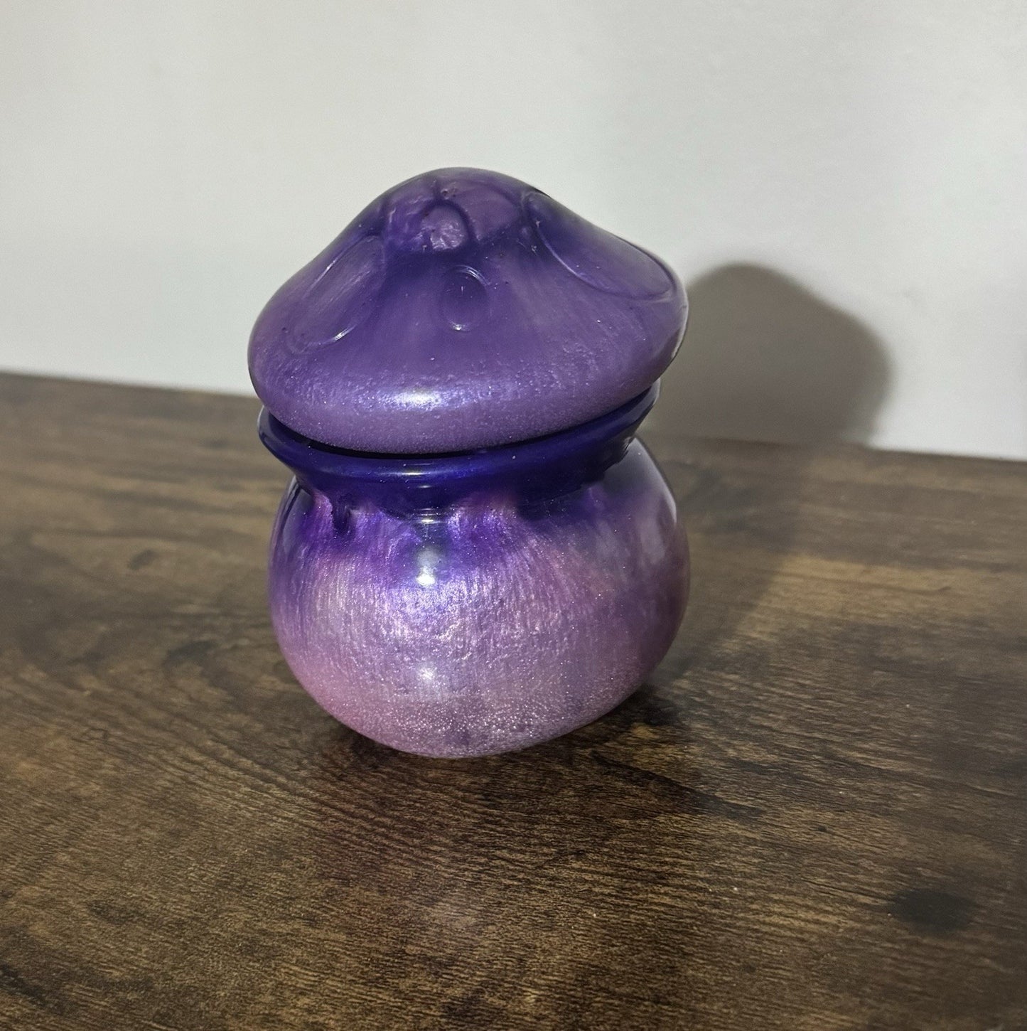 Resin Faceted Jewellery Storage Jar Hand Crafted Purple Sparkle Trinket Box