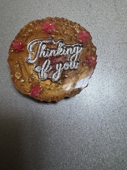 Magnet Fridge “Thinking Of You” Handmade Resin Flowers Dry