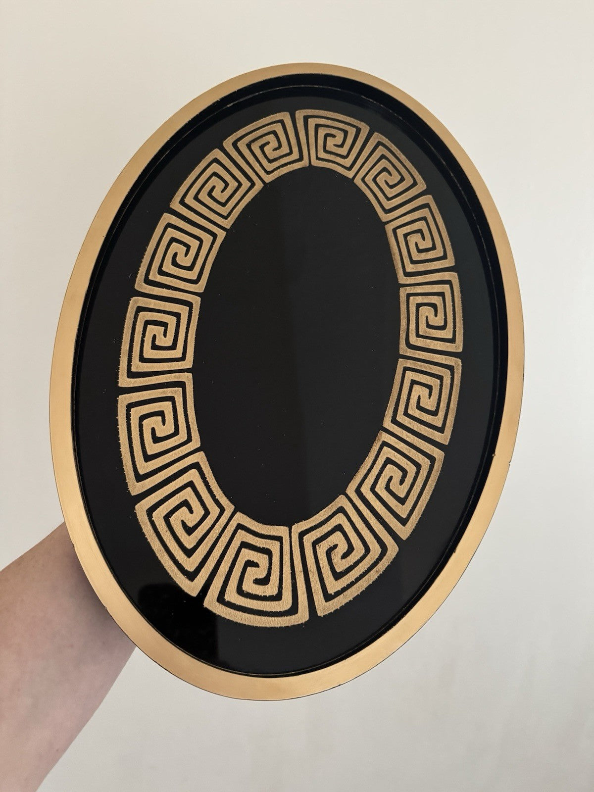 Oval Tray Greek Style Black and Gold Table Decoration for Home