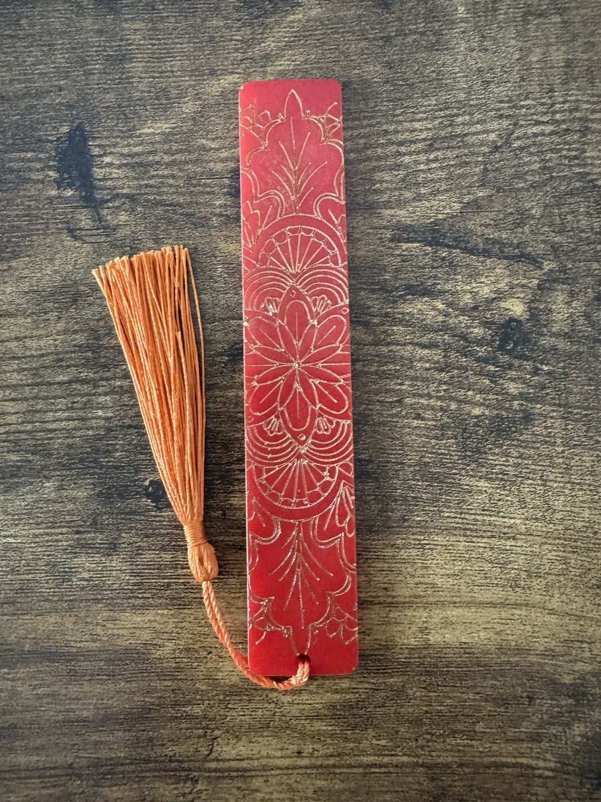 Bookmarks Red Background  And Gold Embossed Stripe
