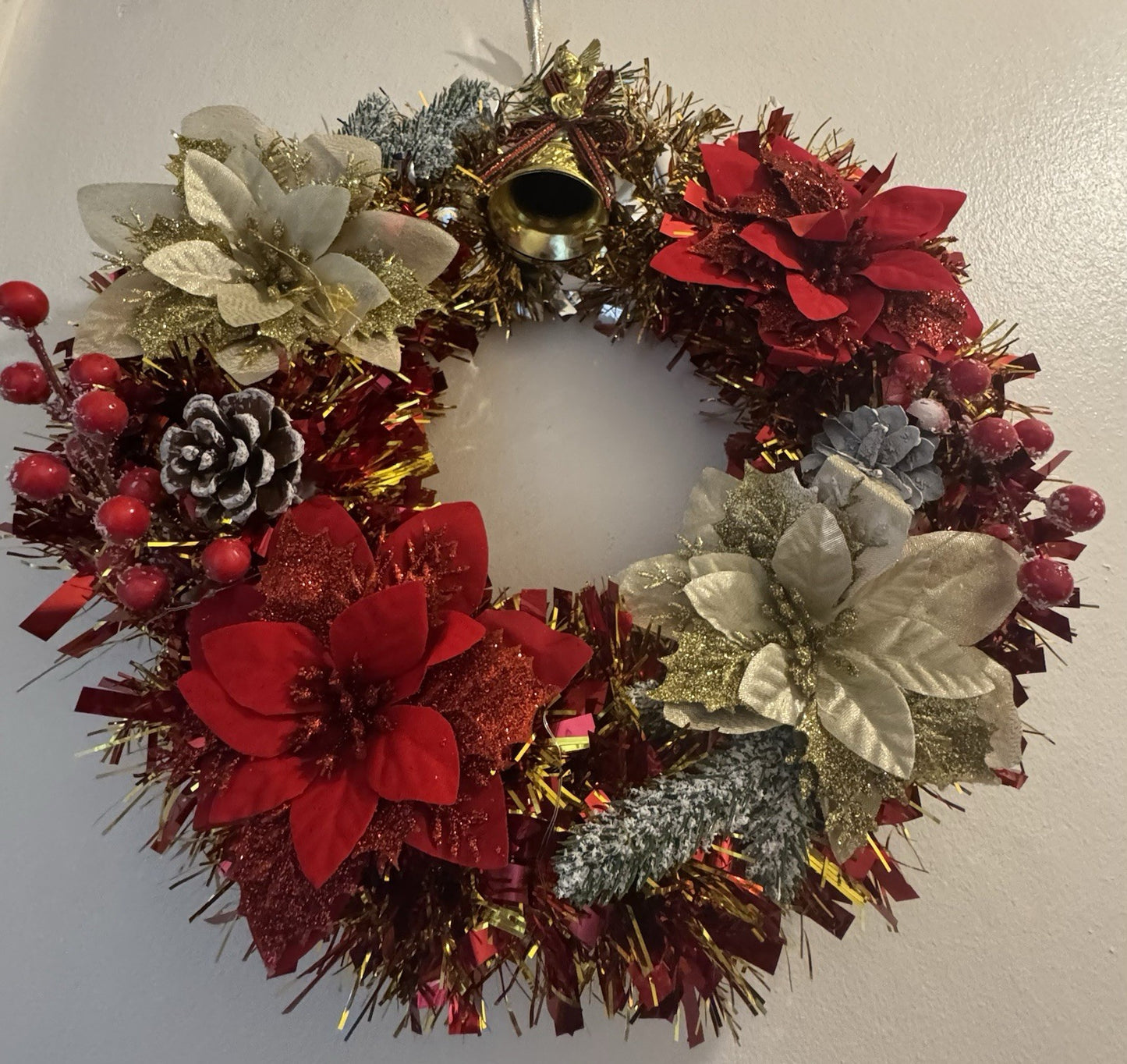 Christmas Wreath Red and Gold with Lights for Front Door Uk Christmas Wreath
