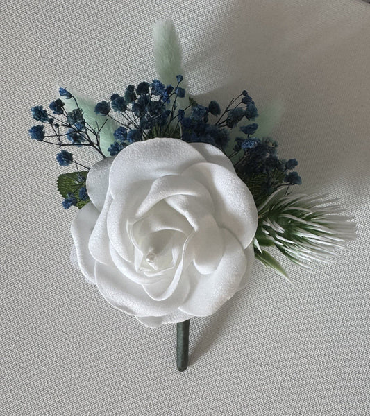 Corsage Wedding Boutonniere White Rose  Artificial With Dried Flowers For Groom