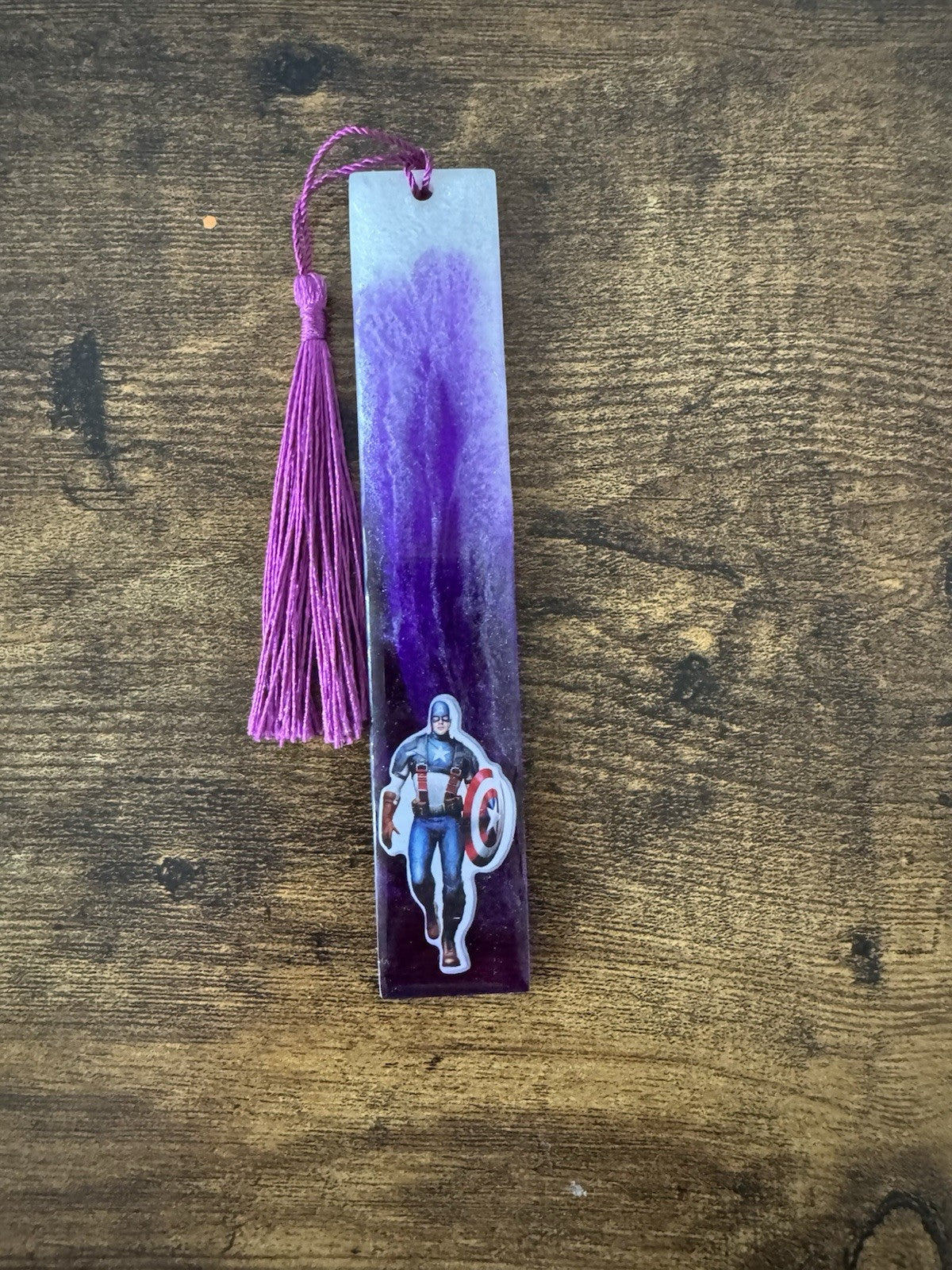 Handmade Resin Bookmark Featuring  Captain America For Kids