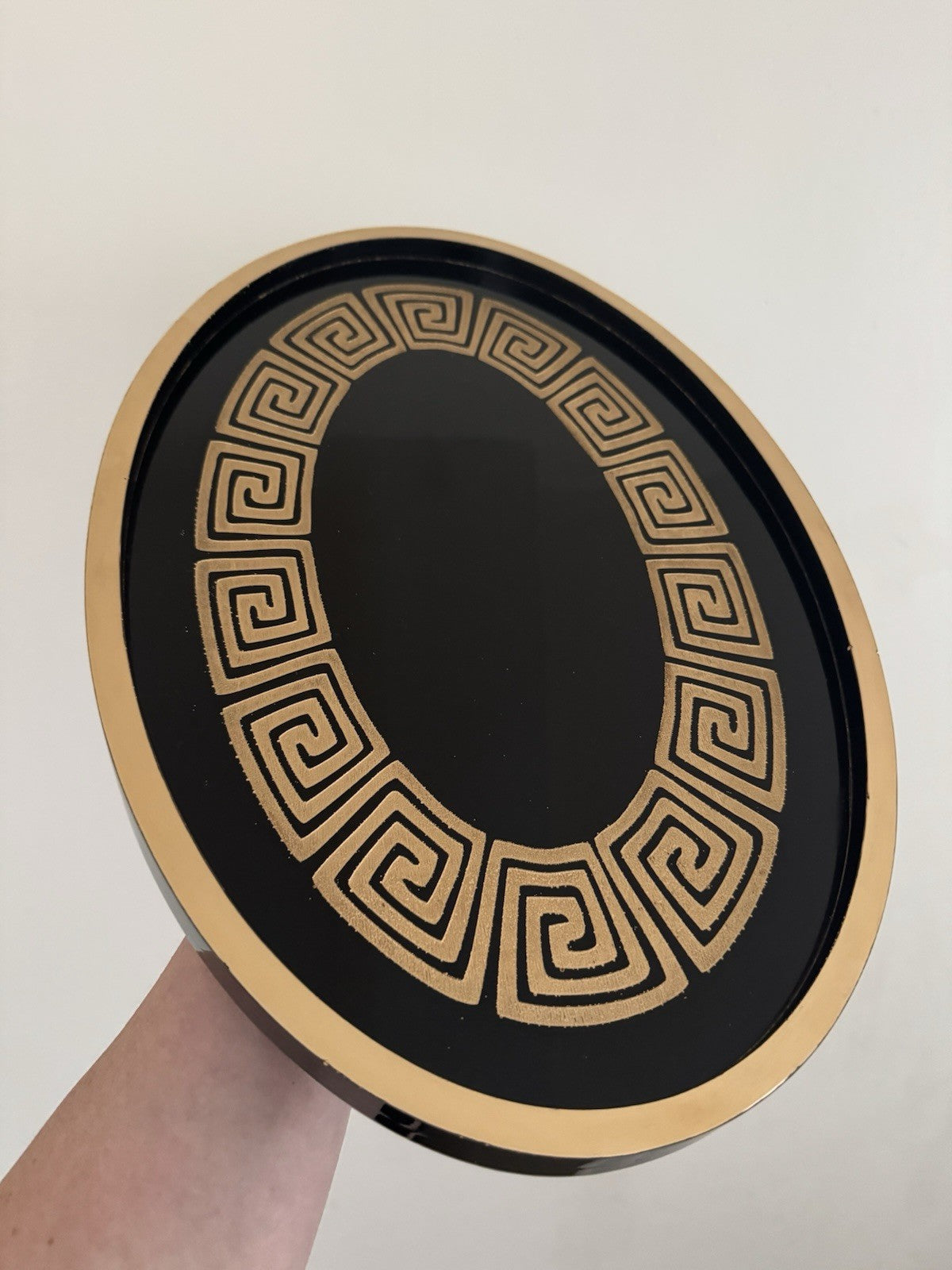 Oval Tray Greek Style Black and Gold Table Decoration for Home