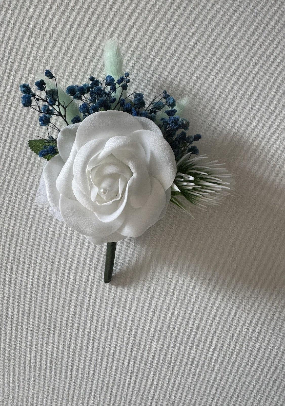 Corsage Wedding Boutonniere White Rose  Artificial With Dried Flowers For Groom