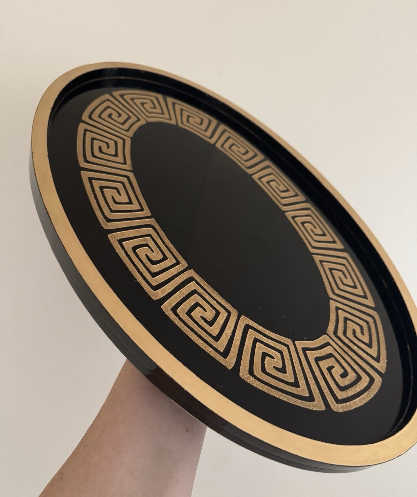 Oval Tray Greek Style Black and Gold Table Decoration for Home