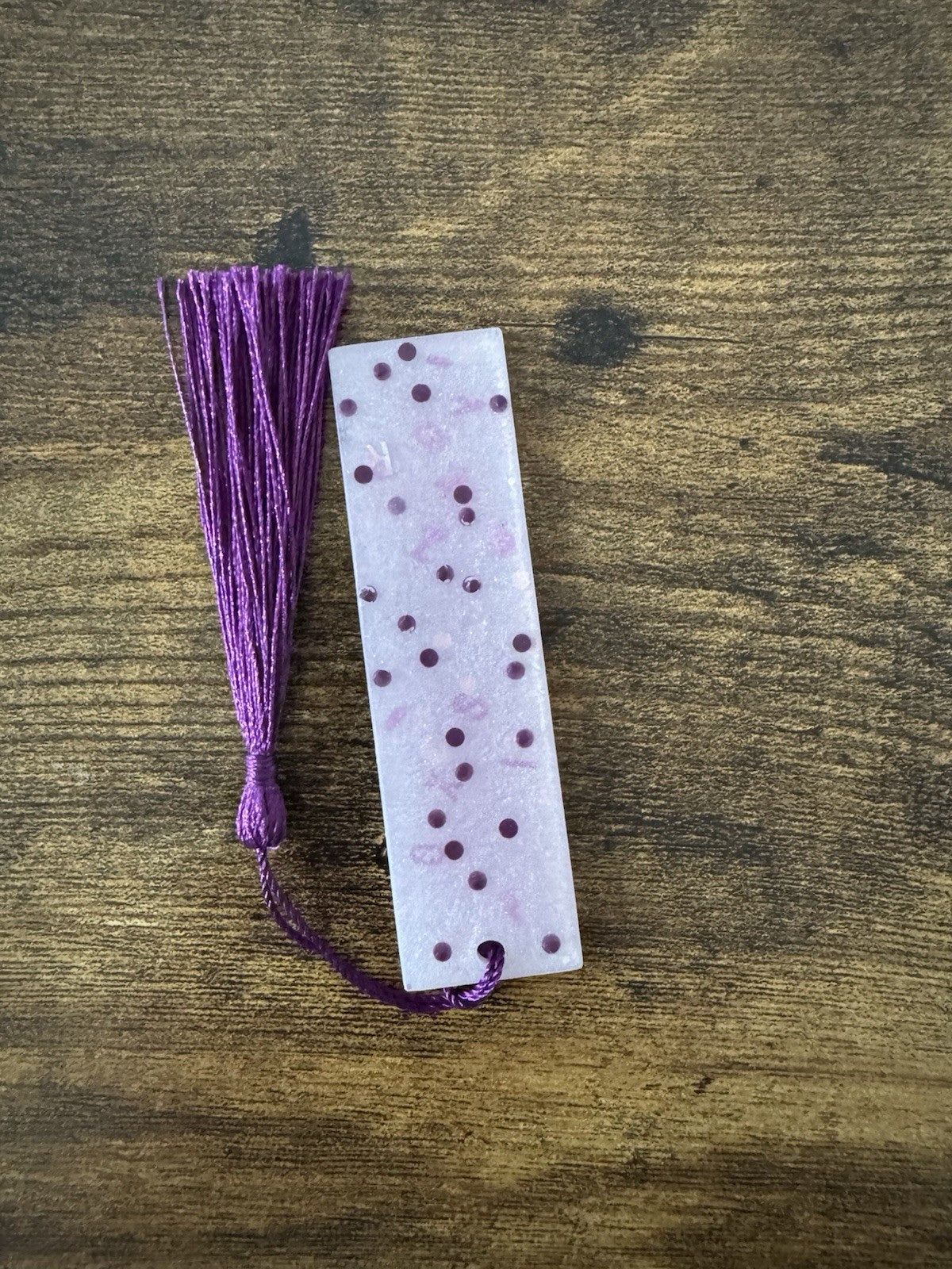 Small Resin Bookmark with Random Purple  Letters