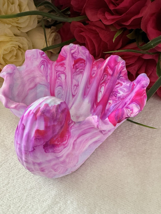 Jewellery Holder Tray Valet Station Handmade Shell Design Eco Resin Plaster