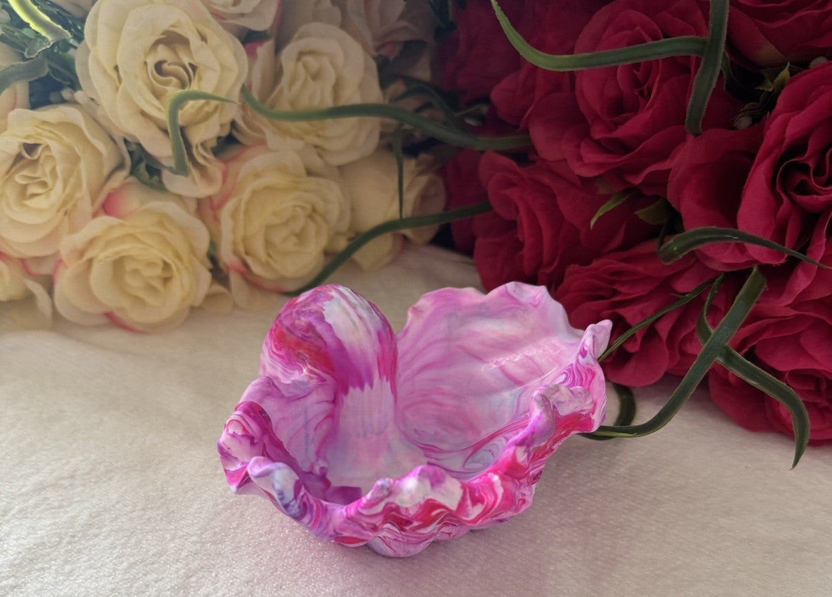 Jewellery Holder Tray Valet Station Handmade Shell Design Eco Resin Plaster