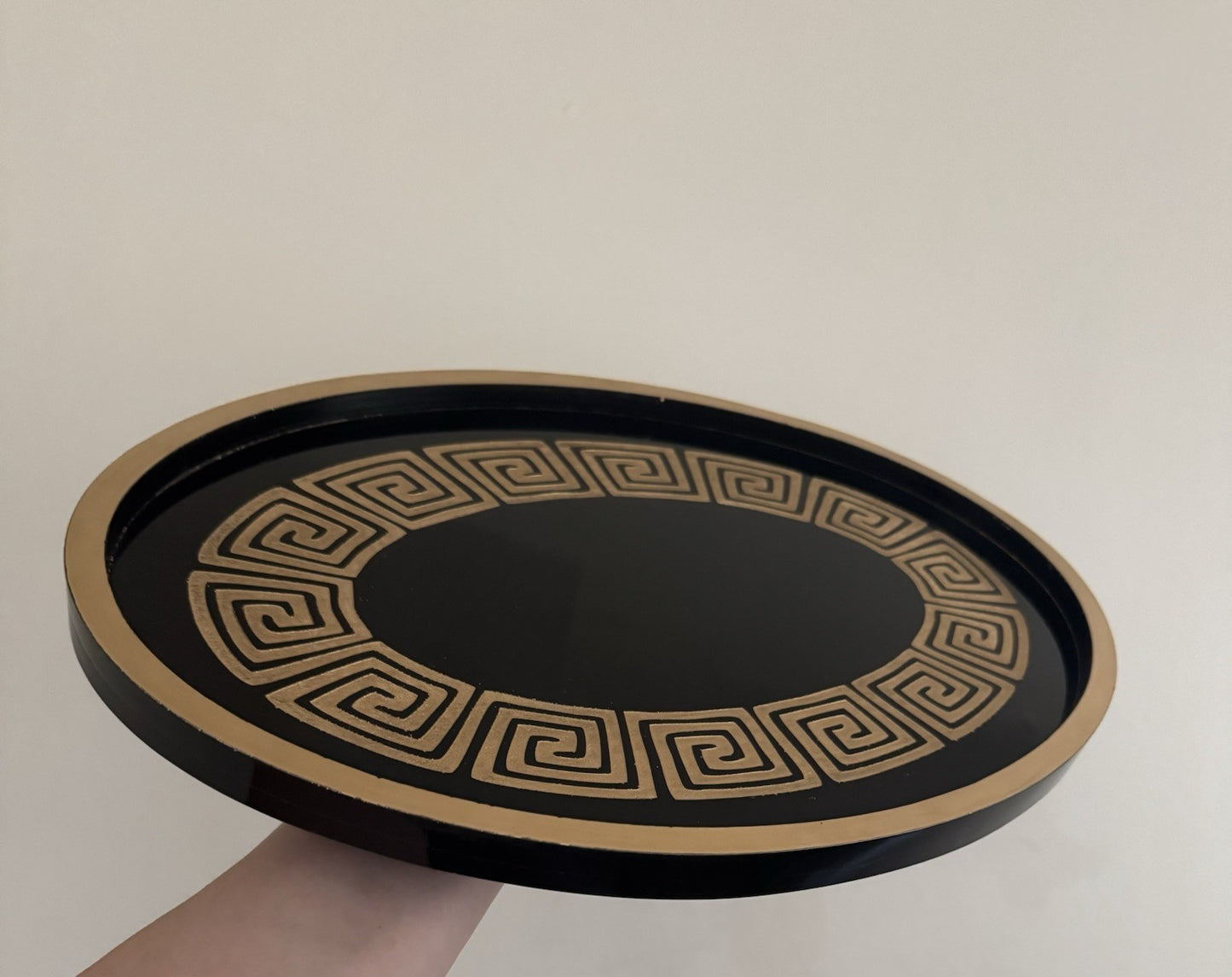 Oval Tray Greek Style Black and Gold Table Decoration for Home
