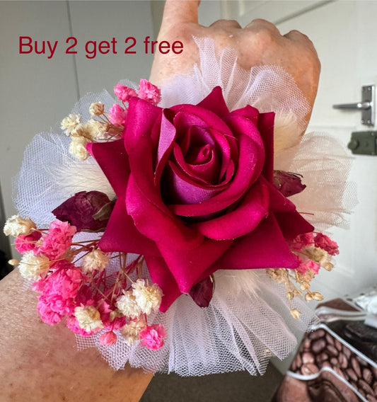 Buy 2 Get 2 Free Wrist Corsage Artificial With Dried Flowers For Bridesmaids