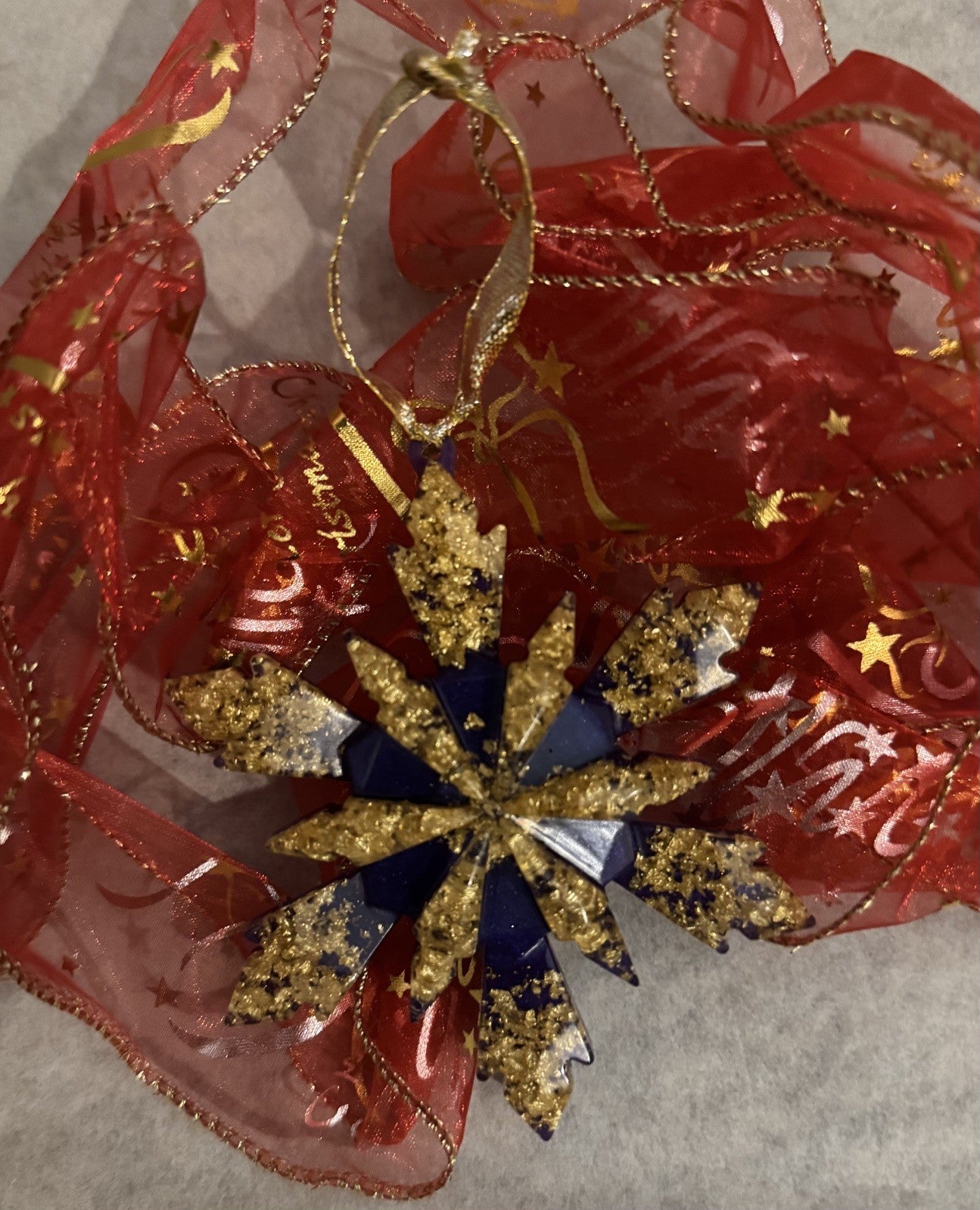 5 Pieces Resin Snowflake Christmas Tree Ornaments