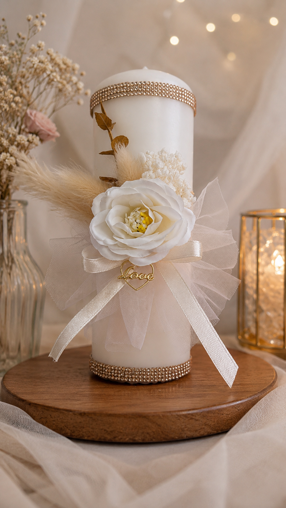 Handmade Wedding Candle | Single Candle or Set of 2 | Ivory Rose (70)