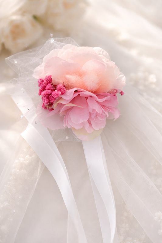 Wrist Corsage For Bridesmaids Artificial Rose And Dried Flowers