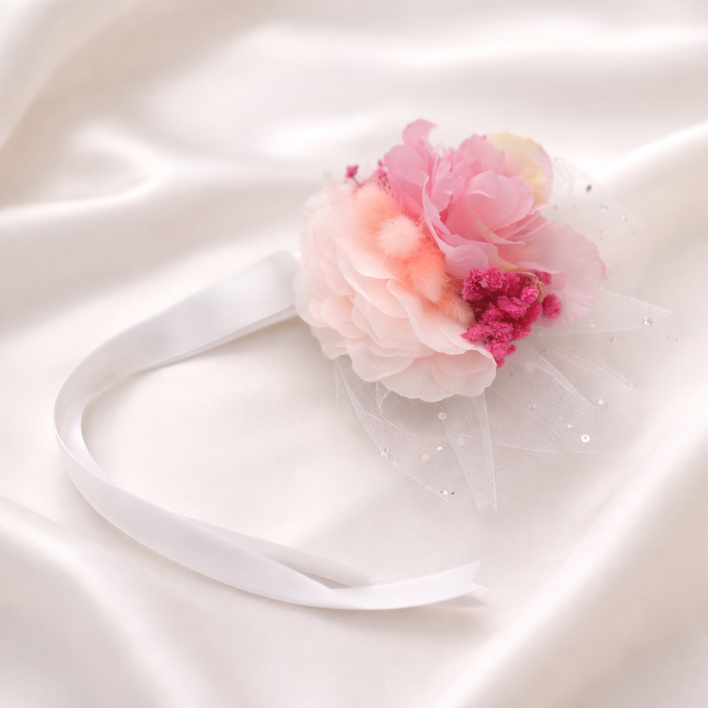 Wrist Corsage For Bridesmaids Artificial Rose And Dried Flowers