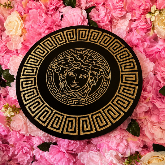 Embossed  Dining Table Mat Handmade Resin Art  Black With Gold