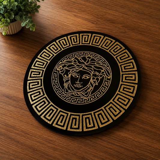 Embossed  Dining Table Mat Handmade Resin Art  Black With Gold