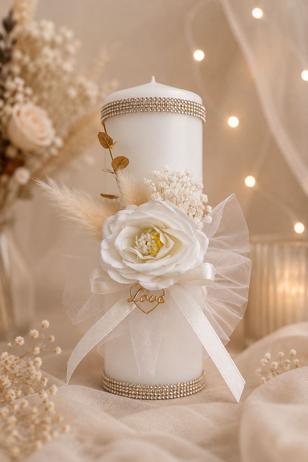 Handmade Wedding Candle | Single Candle or Set of 2 | Ivory Rose (70)