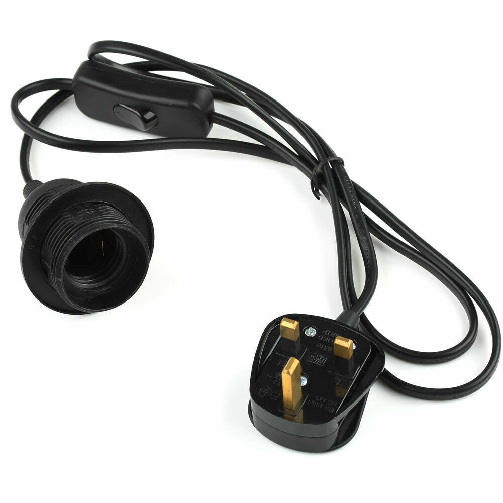 4m Fabric Flex Cable Plug In Pendant Lamp Set With Bulb Holder ~1497-26